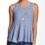Free People  Knitted Top Women’s Small Blue Tan Side by Side Peplum Tank size S Photo 6