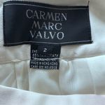 Carmen Marc Valvo Ivory Silky Satin Pleated High Rise Wide Leg Pants Size 2 Photo 5