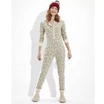 American Eagle Womens Waffle One Piece Pajamas Long Photo 1