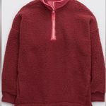 Aerie Dream Sherpa Quarter Zip Sweatshirt | Pink and Maroon | Size Small COZY Photo 9