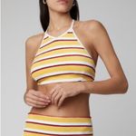 Solid & Striped  Demi Bikini Top Yellow Terry Cloth Tie High Neck Women's Size XS Photo 0