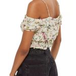 Topshop Womens 12 Floral Cream Embroidered Eyelet Cold Shoulder Top Boho Cottage Photo 11