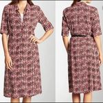 J. Jill size 14P collared shirt dress red white black triangle pattern knee lgth Photo 1