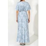 BHLDN  Leila Deep-V Flutter-Sleeve Satin Gown, Light Blue Sky Bouquet, 2 (US) Photo 2