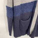 Tibi  Cardigan Sweater Womens Small Gray Blue‎ Fuzzy Knit Pockets Button Front Photo 4