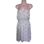 French Grey  NWT Gray and Cream Striped Embroidered Halter Mini Dress-size Small Photo 1