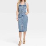 Universal Threads Universal Thread Denim Halter Midi Dress Size 10 Photo 7