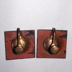 Green and White Square Screw Back Vintage Boho Earrings Photo 1