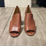 Lucky Brand JUNAI SADDLE BROWN LEATHER OPEN TOE & SIDES BOOTIES HEELS SZ 8.5M Photo 1