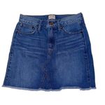 J.Crew  Denim Mini Skirt Womens 27 Blue Jean Raw Hem Cotton Button Zip Front Photo 0