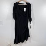 RODARTE x Universal Standard Black‎ Ruched Tie Sleeve Flounce Hem Dress Small Black Photo 1