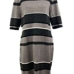 Lou & grey NWT - Black/Gray Speckled Striped Sweater Dress - Size L Photo 0