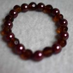Source Unknown Trendy Amber Cut Glass/Brown Faux Pearl Beaded Stretch Bracelet Photo 0