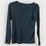 Energie Henley Top Green Ribbed Knit Long Sleeve Vtg Y2K Top Womens Med Retro Photo 1