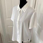 Unique Vintage Vintage White Tuxedo Blouse with Pearl Buttons Photo 2