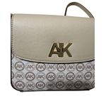 Anne Klein 7" X 8" X 3.5" Crossbody Bag With AK Logo Adjustable Strap Beige/Br Photo 7