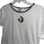 Age Group White Cropped T Shirt Moon Star Graphic Leopard Collar Women's L Y2K Size L Photo 1