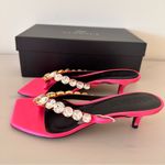Versace Pink Crystal Heeled Sandals NIB Size US7/EU 37 Photo 2
