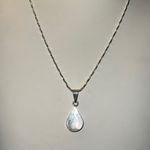 Vintage White Opal Mexico Silver Pendent on 925 Sterling Silver Chain Necklace Photo 5