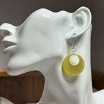 Circle chic Yellow mustard Dangle acrylic Earrings Photo 5