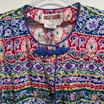 Maggy London Multicolor Artsy 100% Silk Floral Blouse Photo 3