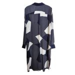 Chico's 3 OR XL OR 16 Super Tunic Long Shirt Navy Blue White Button-Up $85 Photo 1