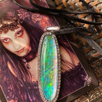 Iridescent Stone Pendant with rhinestones Necklace Green Photo 0