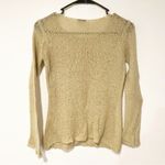 Wooden Ships  Size Medium Tan Florall Stitched Open Knit Sweater Photo 4