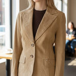 NWOT 90s Tan Suede Blazer Jacket Studs Photo 0