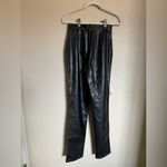 White Fox Boutique  Faux Leather Contrast Stitch Pants Sz‎ Small Straight Leg Photo 1