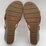Cole Haan Nike Air Womens 9.5 Sandals Orange Leather Slip On Thong Wedge Heels Photo 6