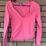 Lilu Vintage Y2K Long Sleeve V Neck Shirt 100% Cotton Size XS Pink Photo 0