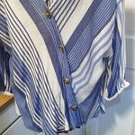 Robert Louis ❄️❄️❄️3 for 12$❄️❄️❄️Blue and White Striped 3/4 Sleeve Blouse Photo 2