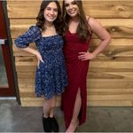 Azazie  A6 Deep Red Bridesmaid Dress with slit Photo 1