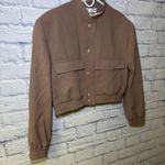 ZARA  Dusty Mauve CROPPED MAXI BOMBER JACKET WITH POCKETS Medium Wool Blend Photo 2