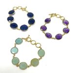 Sterling Silver  bracelets, 18K gold overlay and semiprecious stones/Amethyst Photo 5