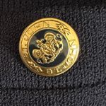 St. John | Santana Knit Navy Blue Long Cardigan with Gold & Enamel Buttons Sz M Photo 2