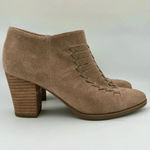 Franco Sarto  Destiny Suede Leather Boot  Topstitch Taupe Ankle Boots Size 8.5 Photo 2