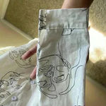 Ladies funky abstract faces‎ Print shirts women sketch print blouse casual shirt White Size undefined Photo 3