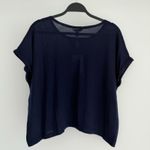 autumn cashmere  Top Medium Navy Lagenlook Crop Lightweight Sweater Quiet Luxury Photo 6