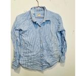 DONNI Blue White 100% Cotton Striped Oversized Collared Button Front Shirt XS Photo 3