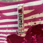 The Comfy Crop Top Pink Striped Sequin Heart Womens Medium Shirt Beautees Photo 6