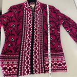 appleseed's Cottagecore Grandmacore Pink Floral Zipper Wool-blend Sweater Small Photo 4