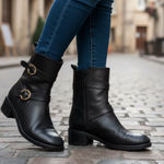 Cole Haan  Women's Leather Ankle Boots Black Side Buckles
Size 7 Photo 0