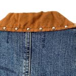 Western Ethics Vintage Denim Faux Suede Stretch Denim Shirt Jacket size small Blue Photo 5