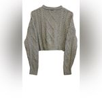Bershka  Light Gray Cable Knit Cropped Sweater Photo 3