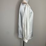 Jaclyn Smith VIntage NWT Satin Pleat Front Embroidered Placket Blouse IVory Sz 12 Photo 3