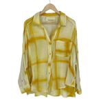 We The Free We‎ The Free Womens Washed Away Windowpane Tie Dye Button Up Shirt Yellow Small Photo 1