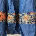 POL 🆕 Denim Embroidered Floral Skater Mini Shirt S🆕 Photo 8