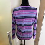 Talbots Vintage Y2K  Long Sleeve Purple Blue Crewneck Sweater Shirt Knit Stripes Photo 4